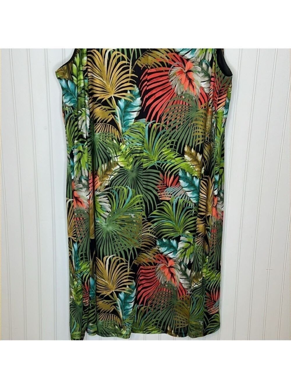 - Tropical Leaf Print Sleeveless Dress Size 22 - Picture 7 of 9